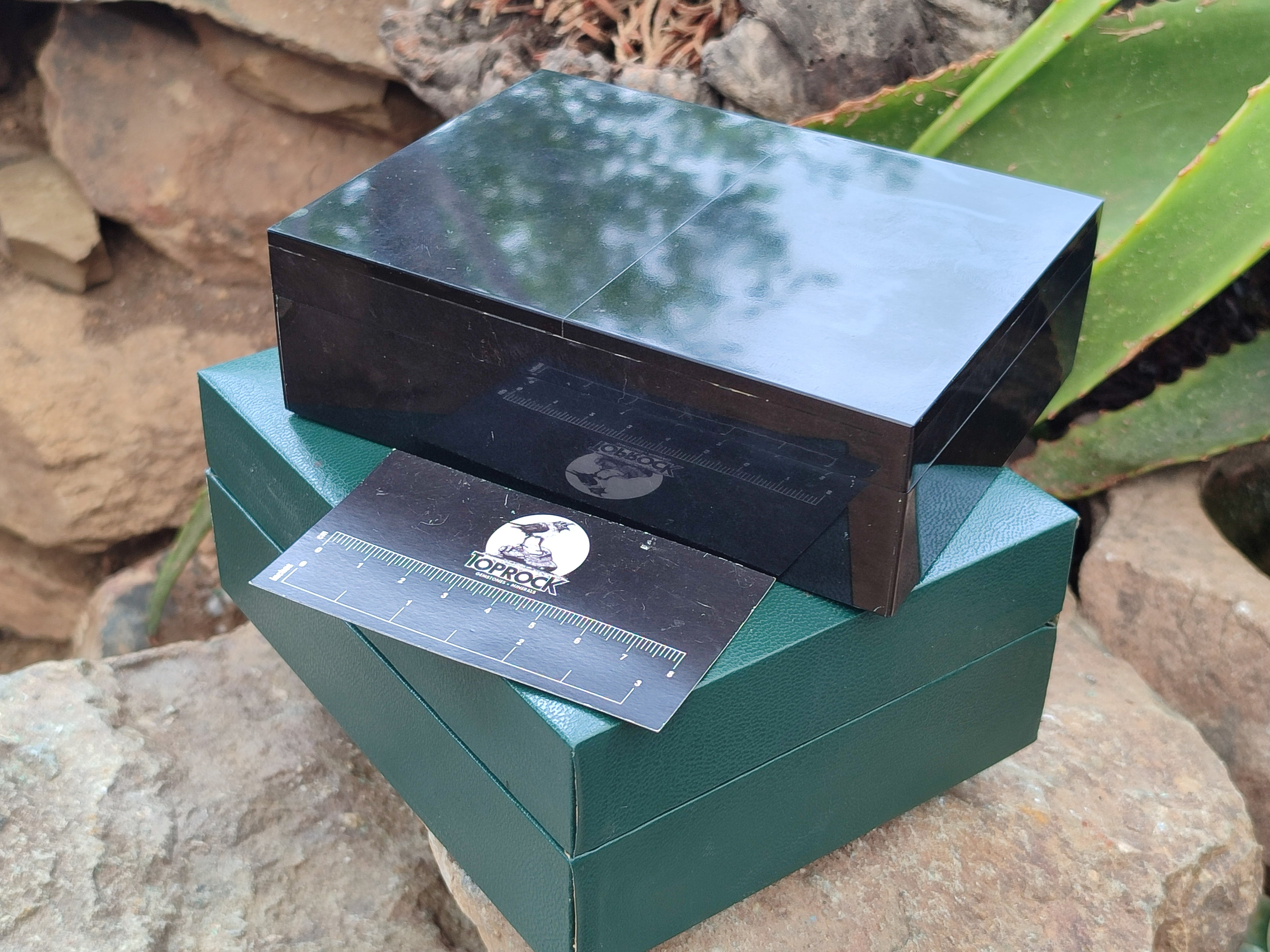 Hand Made Black Basalt Jewellery Box x 1 From South Africa - Toprock Gemstones and Minerals 