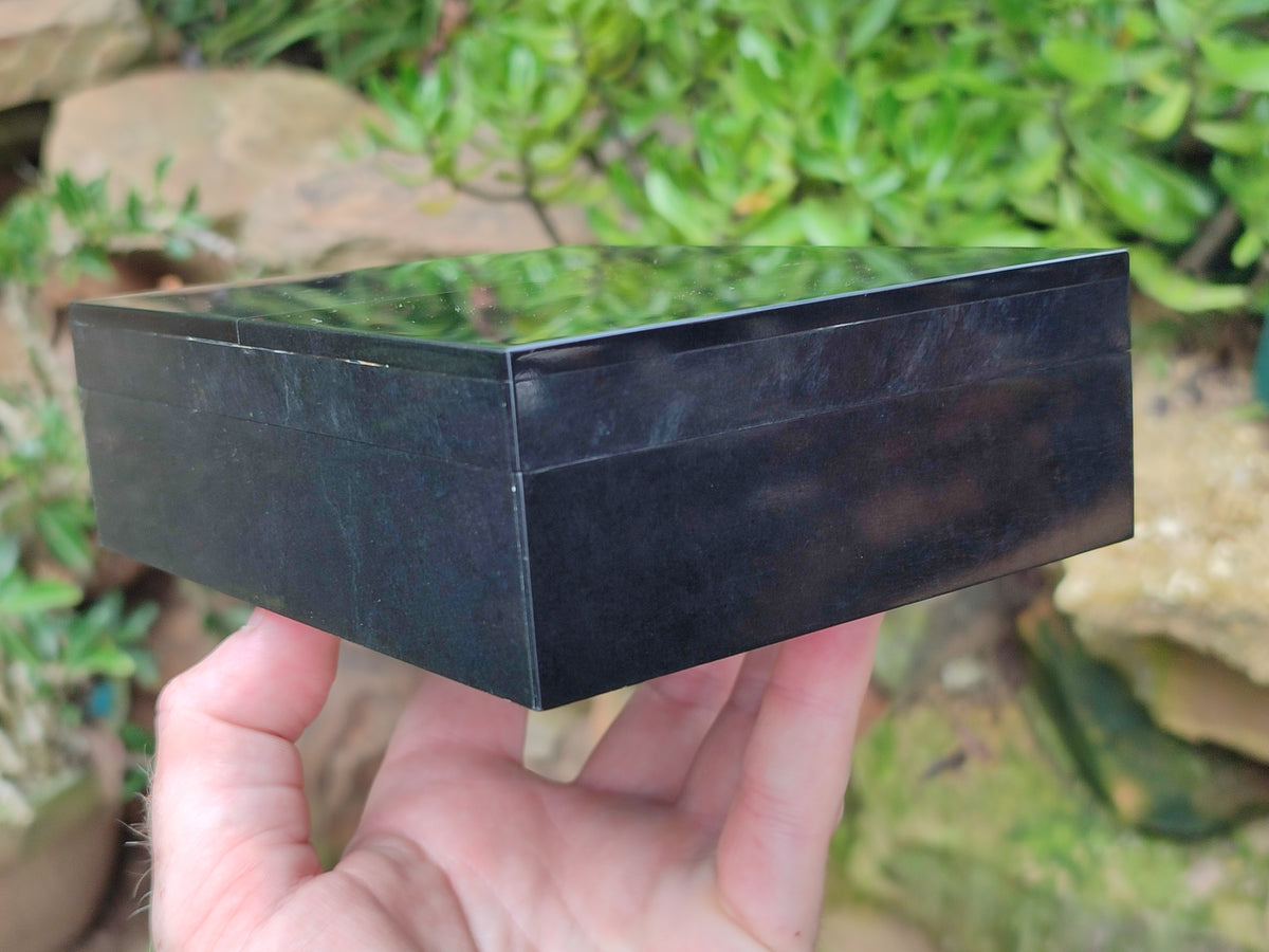 Hand Made Black Basalt Jewellery Box x 1 From South Africa - Toprock Gemstones and Minerals 