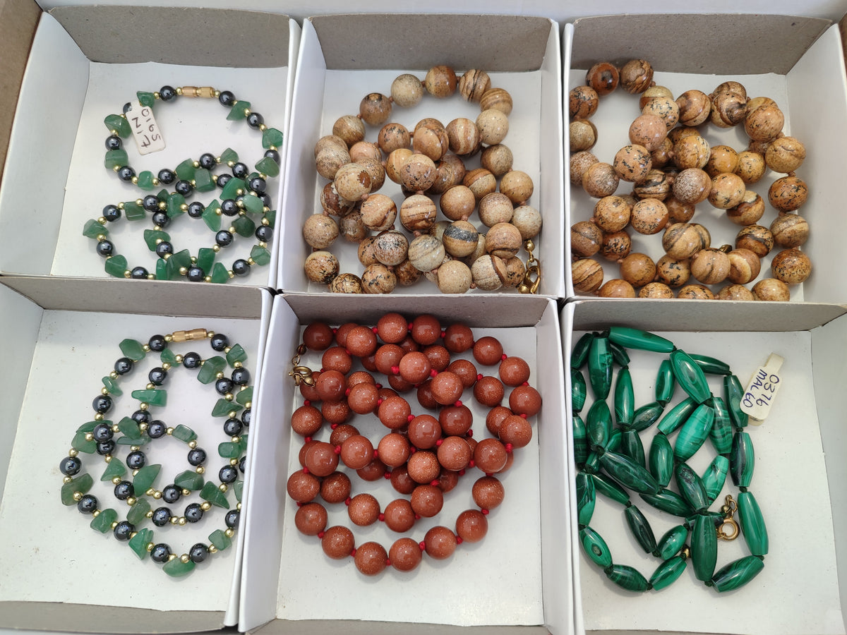 Hand Made Mixed Stone Bead Necklaces x 6 From Southern Africa - Toprock Gemstones and Minerals 