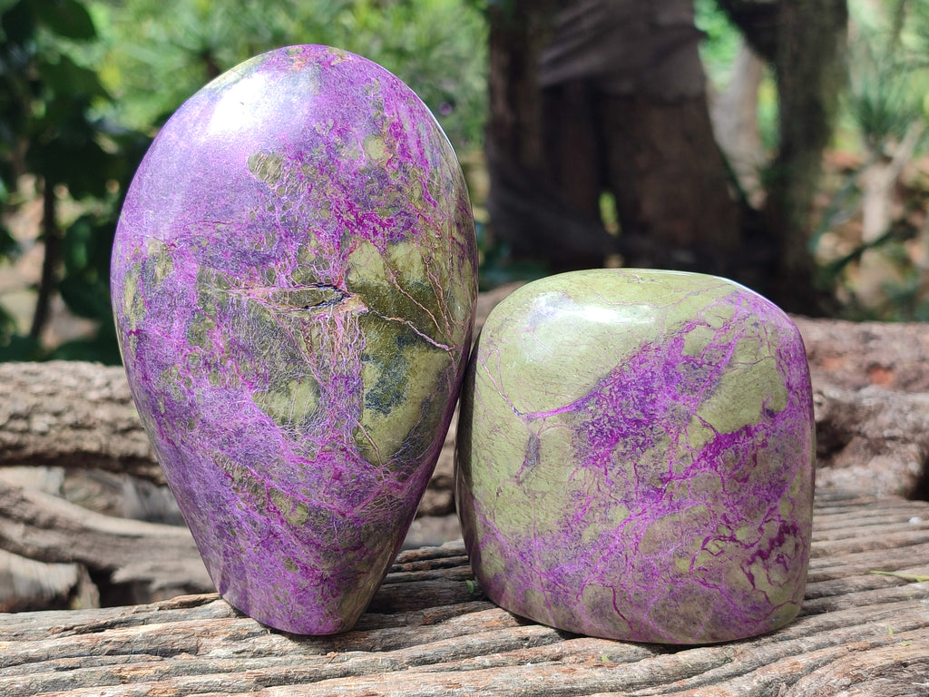 Polished Stichtite Standing Free Forms x 2 From Barberton, South Africa - Toprock Gemstones and Minerals 