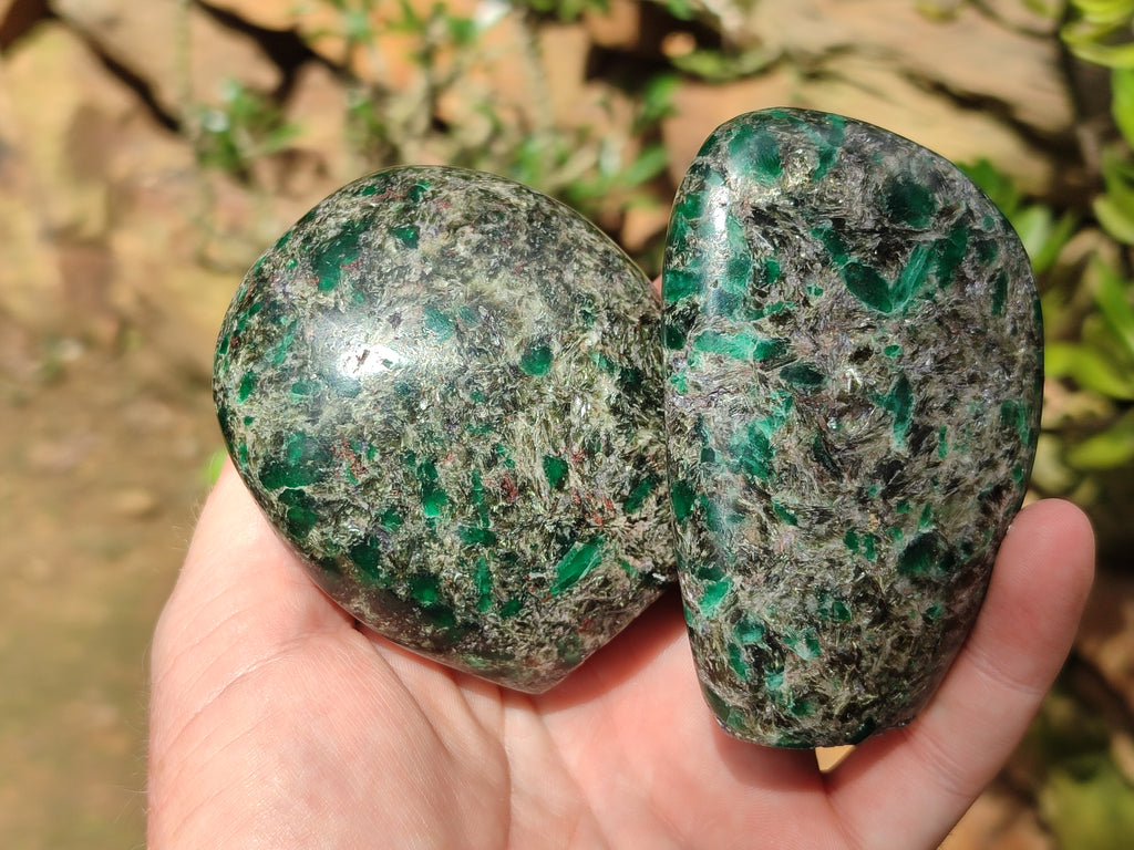 Polished Emerald Mica In Matrix Standing Free Forms x 4 From Mutoko, Zimbabwe - Toprock Gemstones and Minerals 