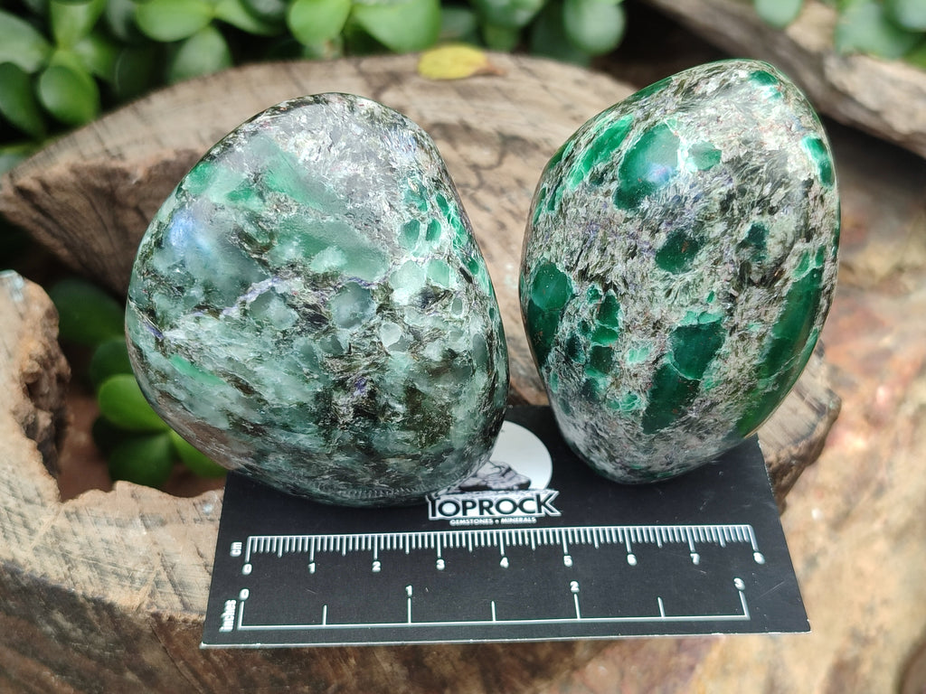 Polished Emerald Mica In Matrix Standing Free Forms x 4 From Mutoko, Zimbabwe - Toprock Gemstones and Minerals 