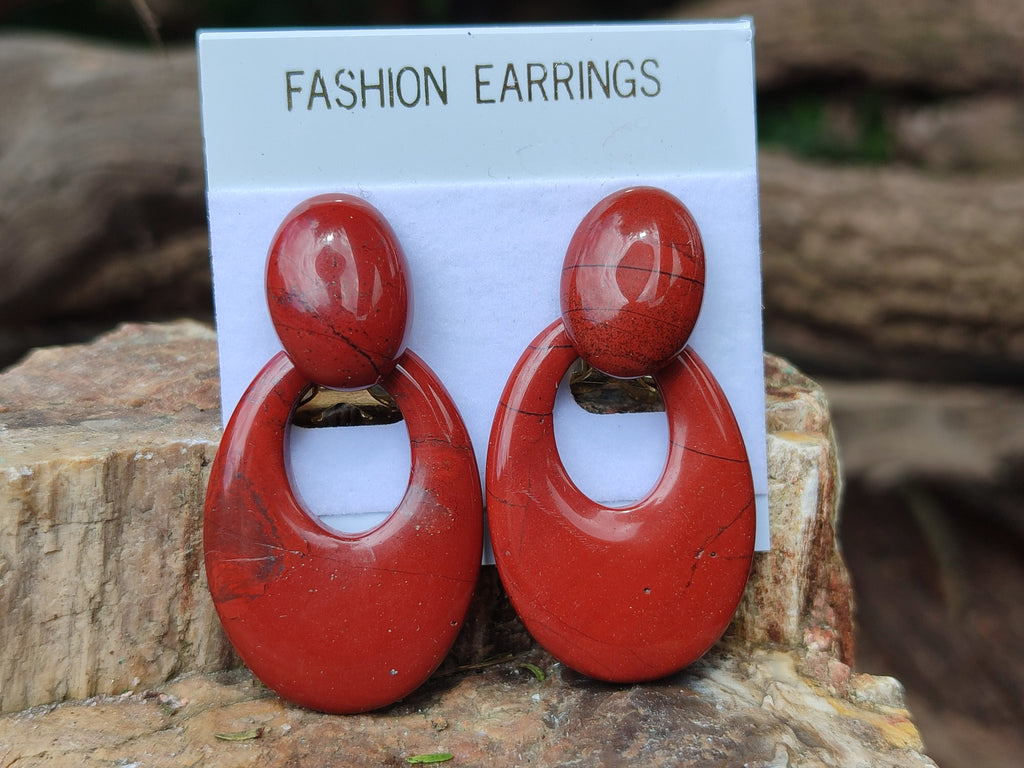 Polished Pair of Red Jasper Go-Go Fashion Earrings - Sold per Pair - From South Africa - Toprock Gemstones and Minerals 