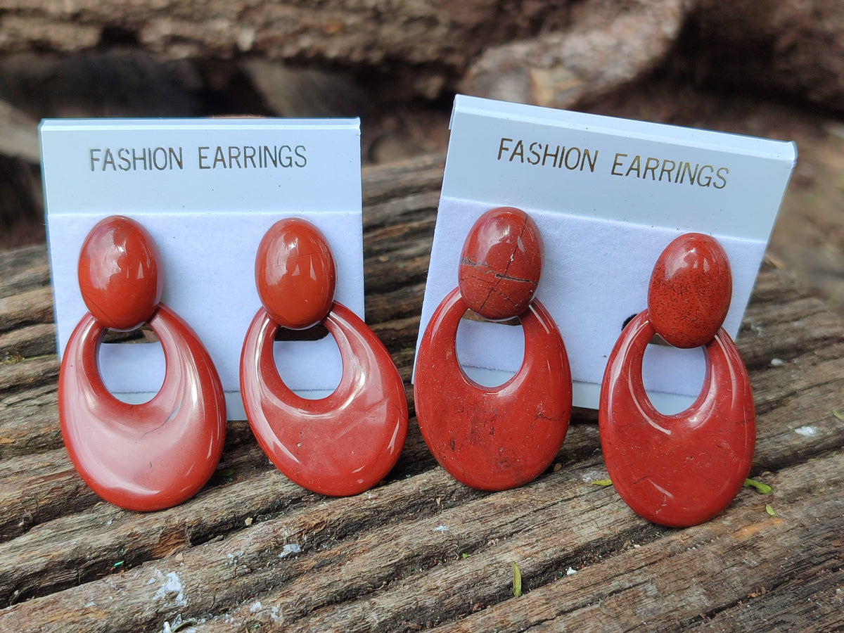 Polished Pair of Red Jasper Go-Go Fashion Earrings - Sold per Pair - From South Africa - Toprock Gemstones and Minerals 