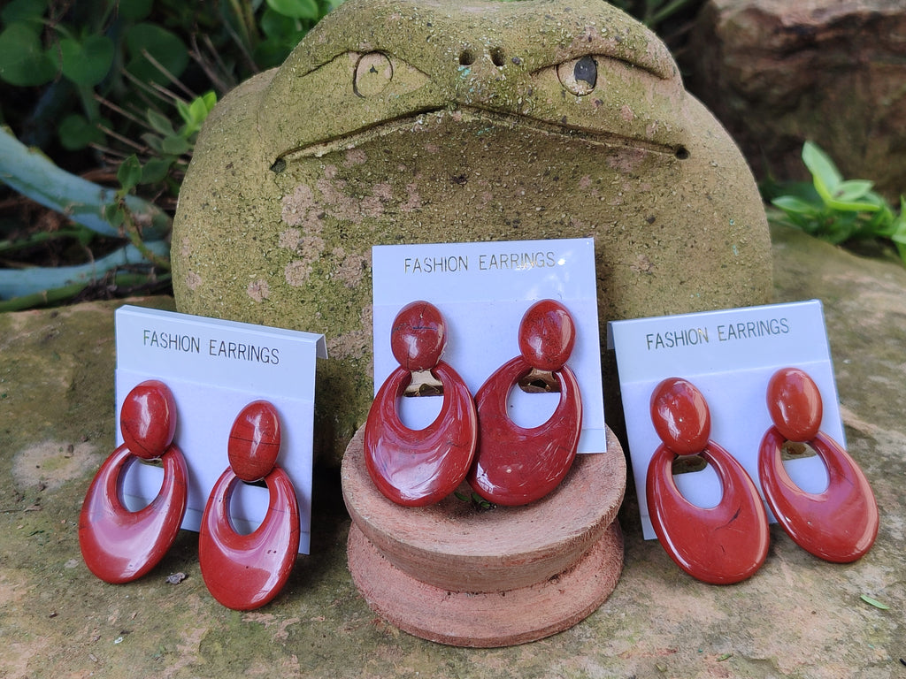 Polished Pair of Red Jasper Go-Go Fashion Earrings - Sold per Pair - From South Africa - Toprock Gemstones and Minerals 