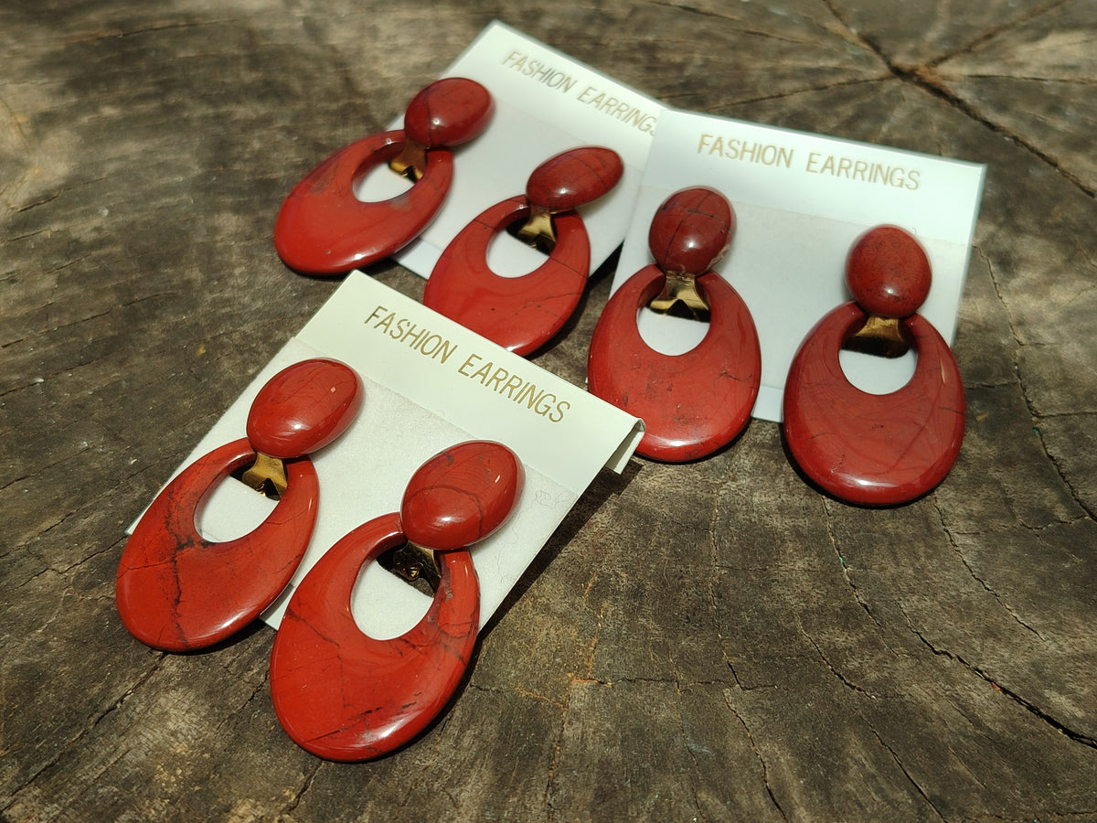 Polished Pair of Red Jasper Go-Go Fashion Earrings - Sold per Pair - From South Africa - Toprock Gemstones and Minerals 
