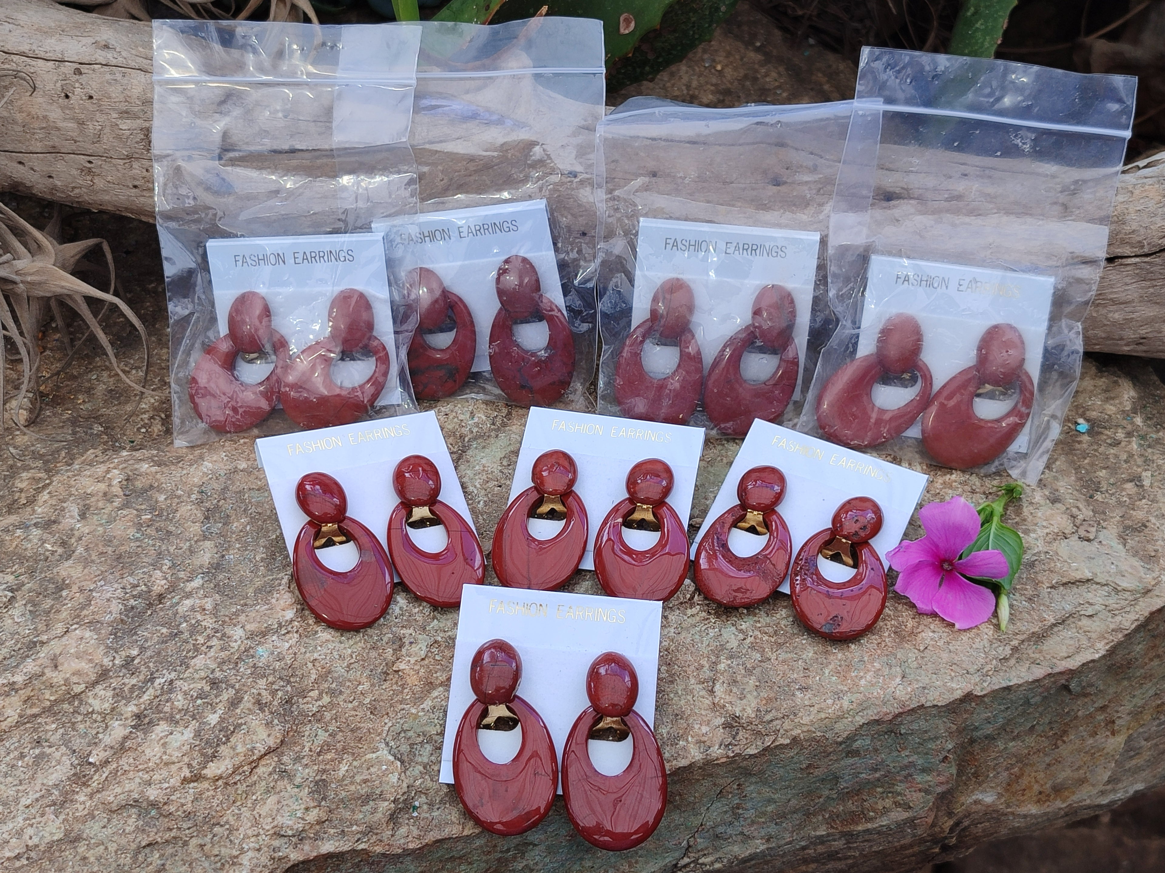 Polished Pair of Red Jasper Go-Go Fashion Earrings - Sold per Pair - From South Africa - Toprock Gemstones and Minerals 