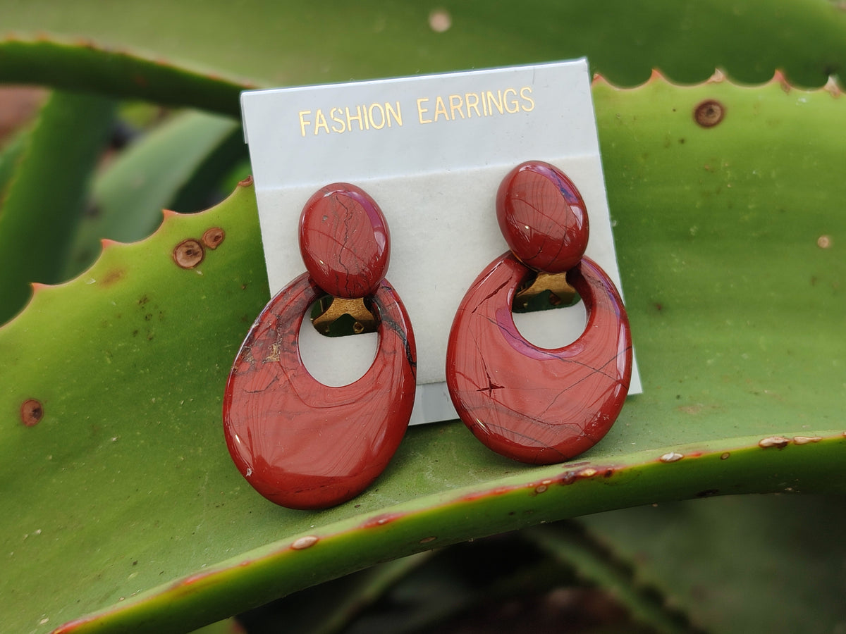 Polished Pair of Red Jasper Go-Go Fashion Earrings - Sold per Pair - From South Africa - Toprock Gemstones and Minerals 