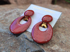 Polished Pair of Red Jasper Go-Go Fashion Earrings - Sold per Pair - From South Africa - Toprock Gemstones and Minerals 