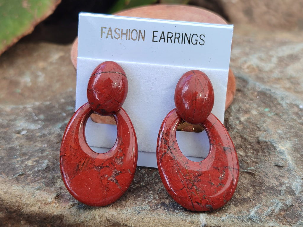 Polished Pair of Red Jasper Go-Go Fashion Earrings - Sold per Pair - From South Africa - Toprock Gemstones and Minerals 