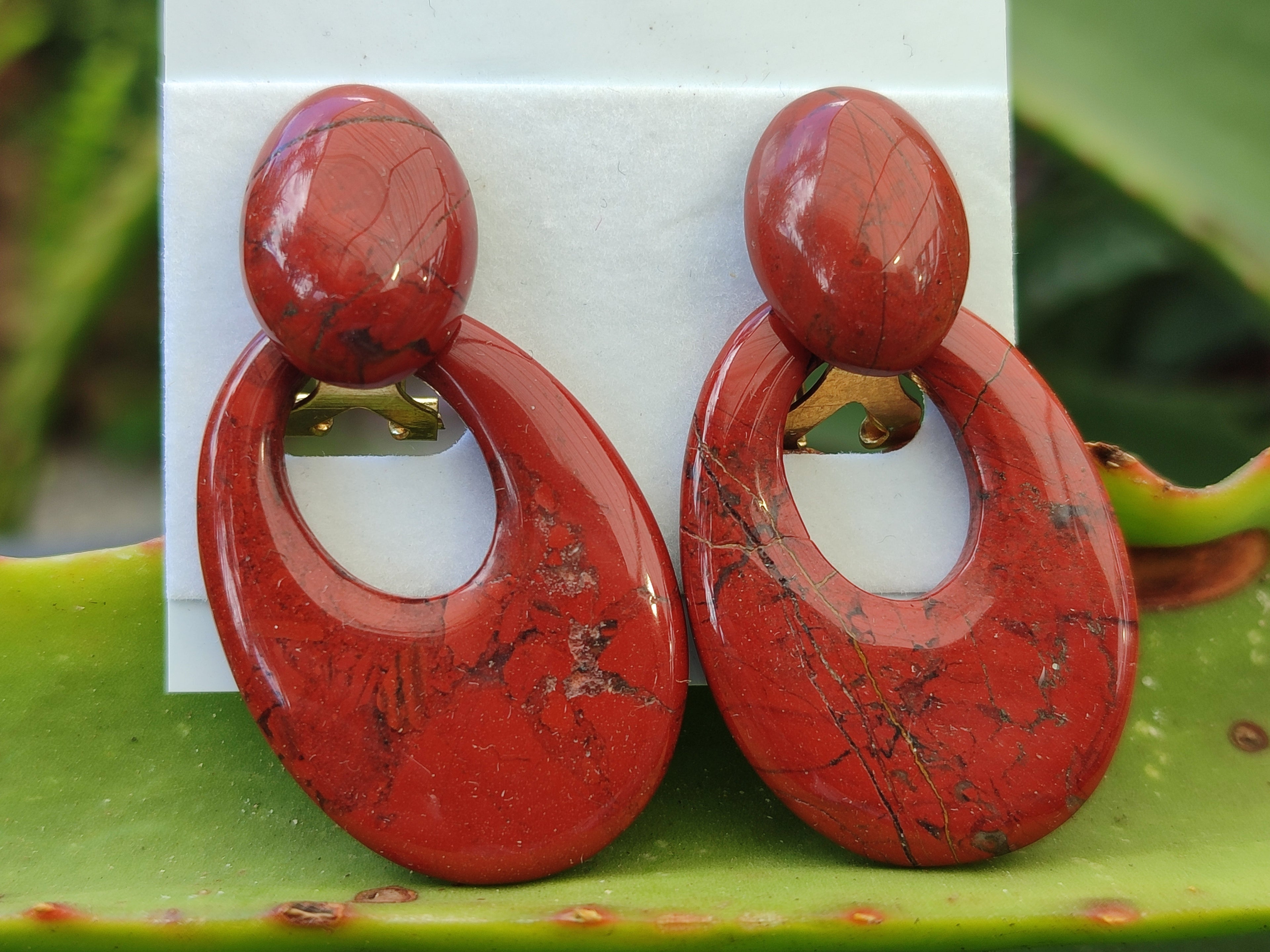 Polished Pair of Red Jasper Go-Go Fashion Earrings - Sold per Pair - From South Africa - Toprock Gemstones and Minerals 