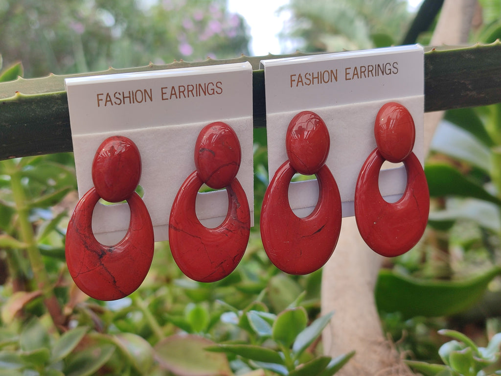 Polished Pair of Red Jasper Go-Go Fashion Earrings - Sold per Pair - From South Africa - Toprock Gemstones and Minerals 