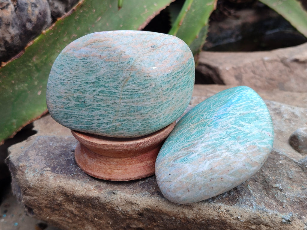 Polished Amazonite Free Forms x 8 From Madagascar - Toprock Gemstones and Minerals 