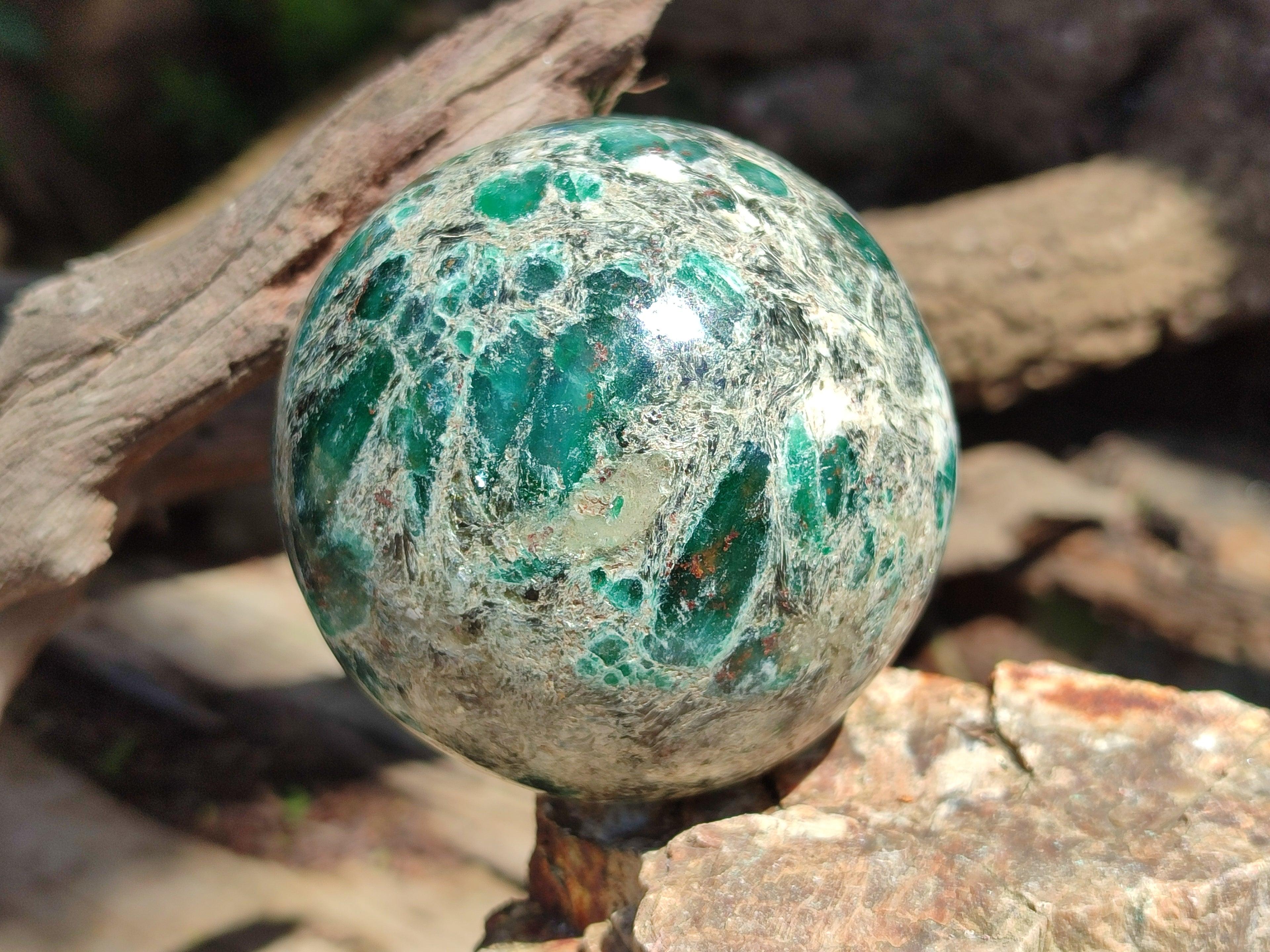 Polished Emerald Mica In Matrix Spheres x 2 From Mutoko, Zimbabwe - Toprock Gemstones and Minerals 