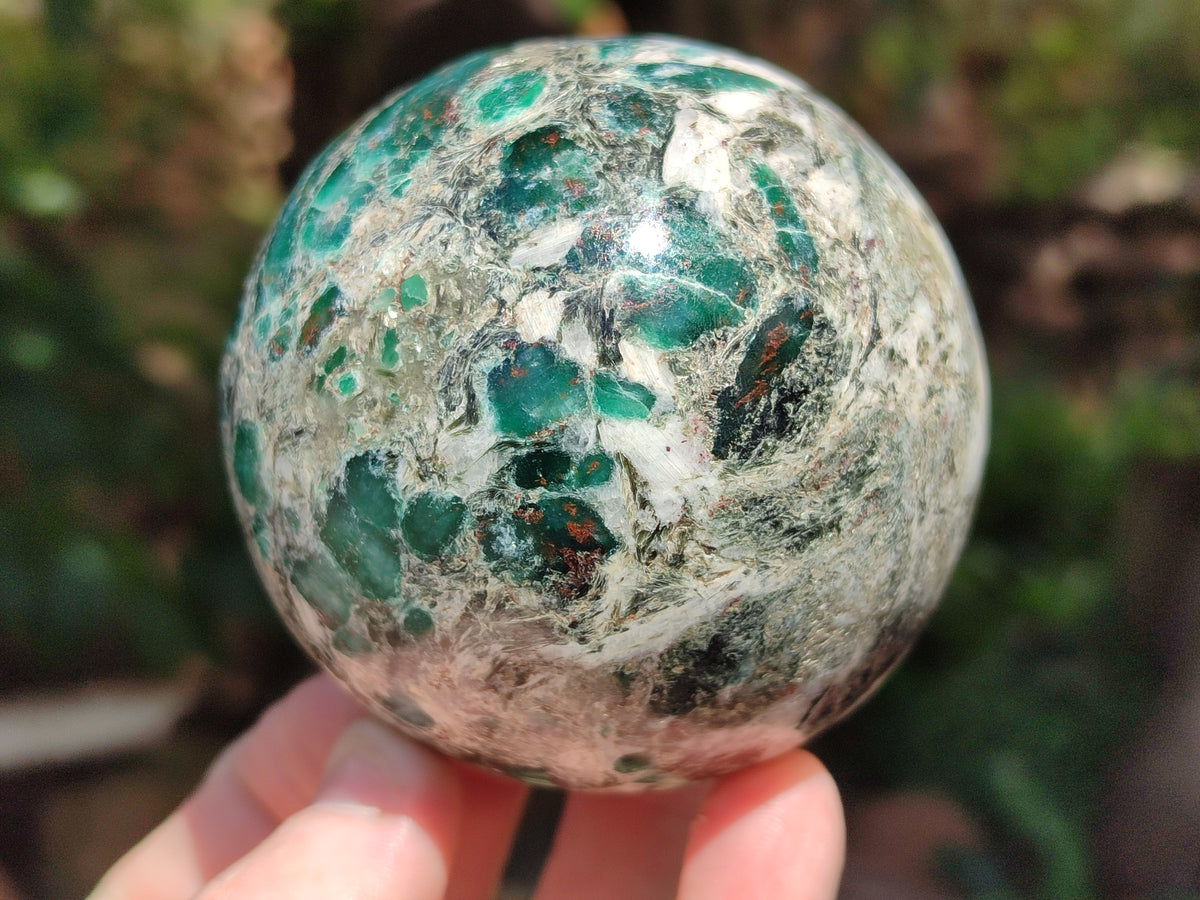 Polished Emerald Mica In Matrix Spheres x 2 From Mutoko, Zimbabwe - Toprock Gemstones and Minerals 