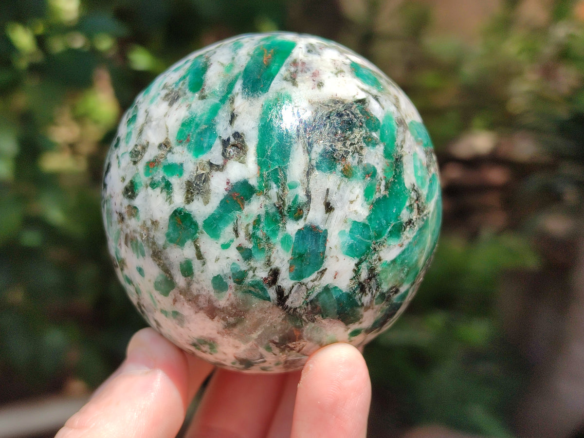 Polished Emerald Mica In Matrix Spheres x 2 From Mutoko, Zimbabwe - Toprock Gemstones and Minerals 