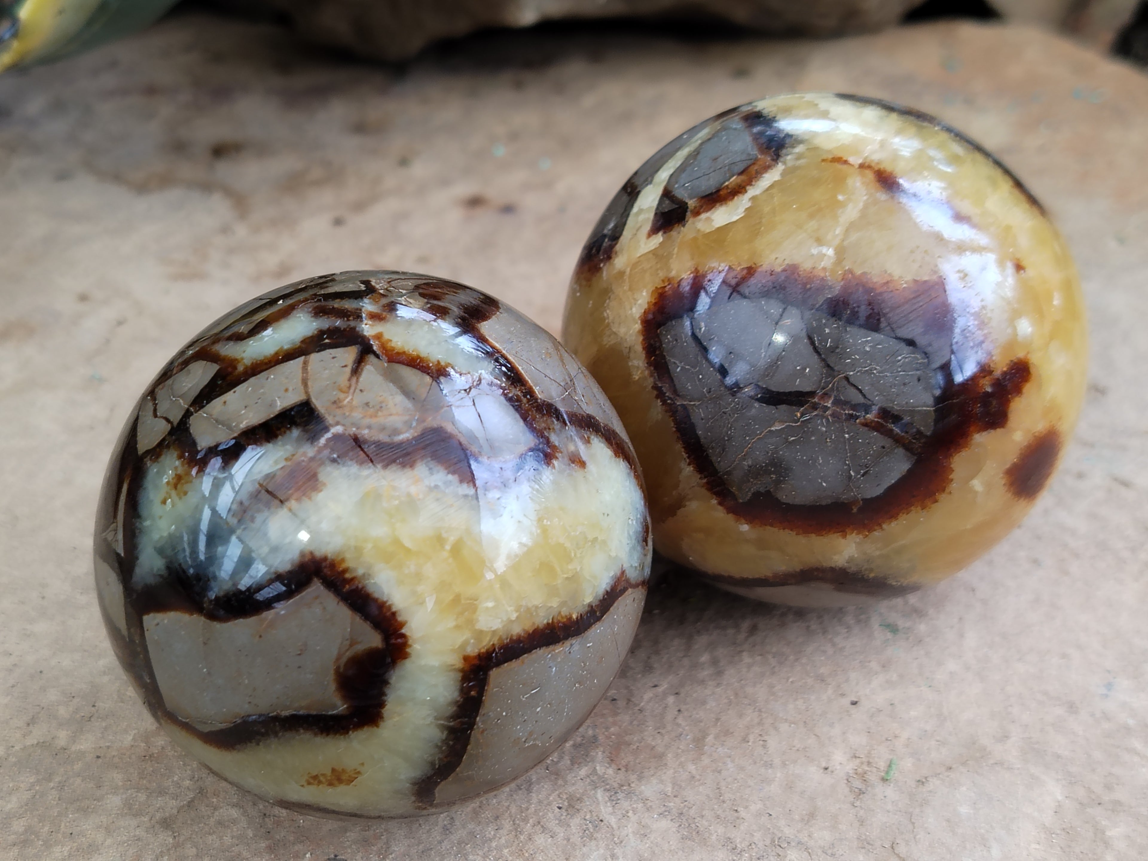 Polished Septerye Spheres x 6 From Mahajanga, Madagascar - Toprock Gemstones and Minerals 