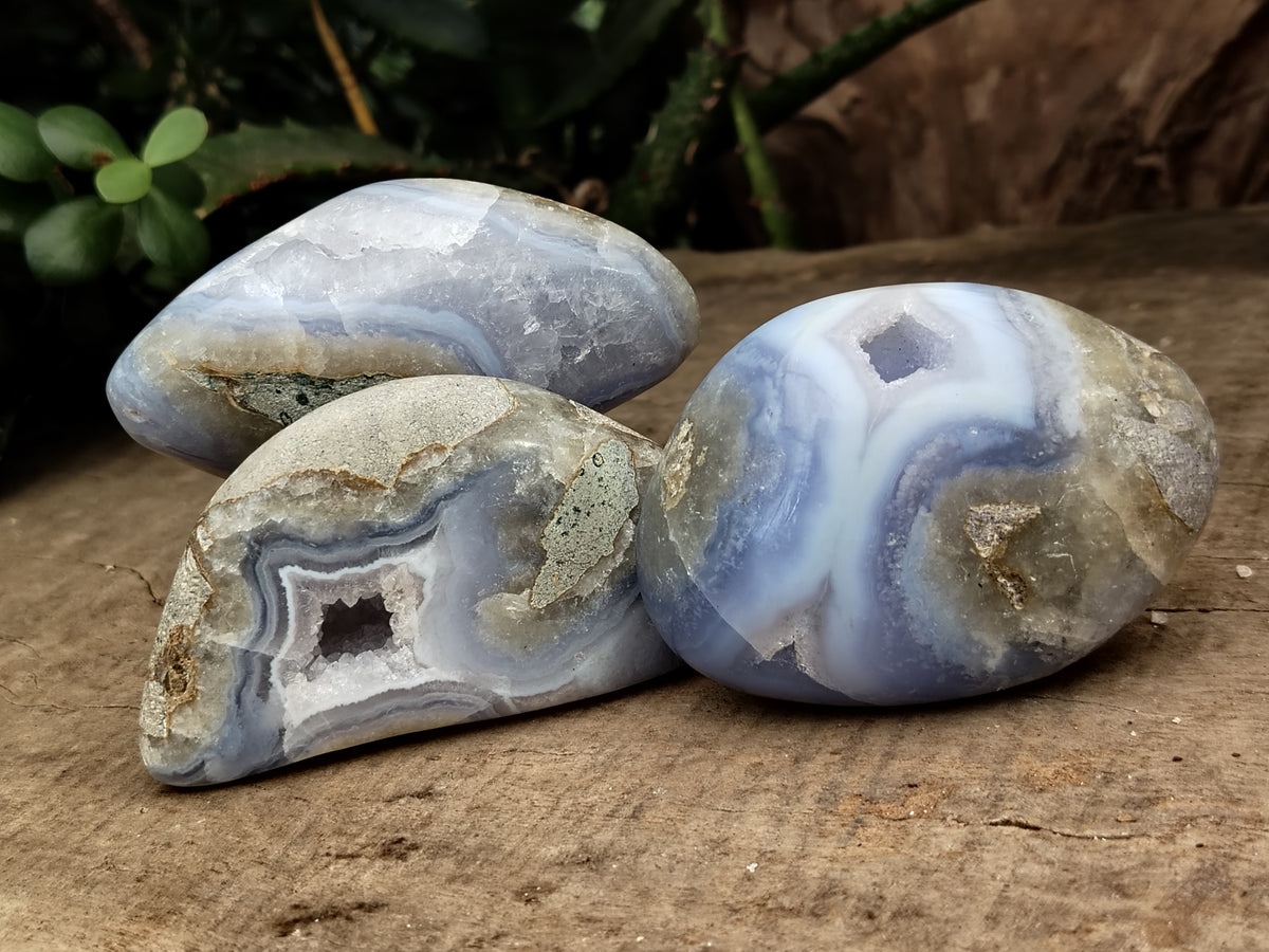 Polished Blue Lace Agate Geodes x 6 From Nsanje, Malawi - Toprock Gemstones and Minerals 