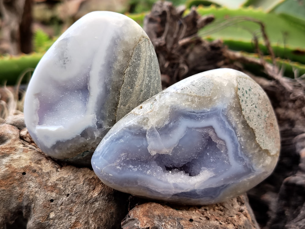 Polished Blue Lace Agate Geodes x 6 From Nsanje, Malawi - Toprock Gemstones and Minerals 