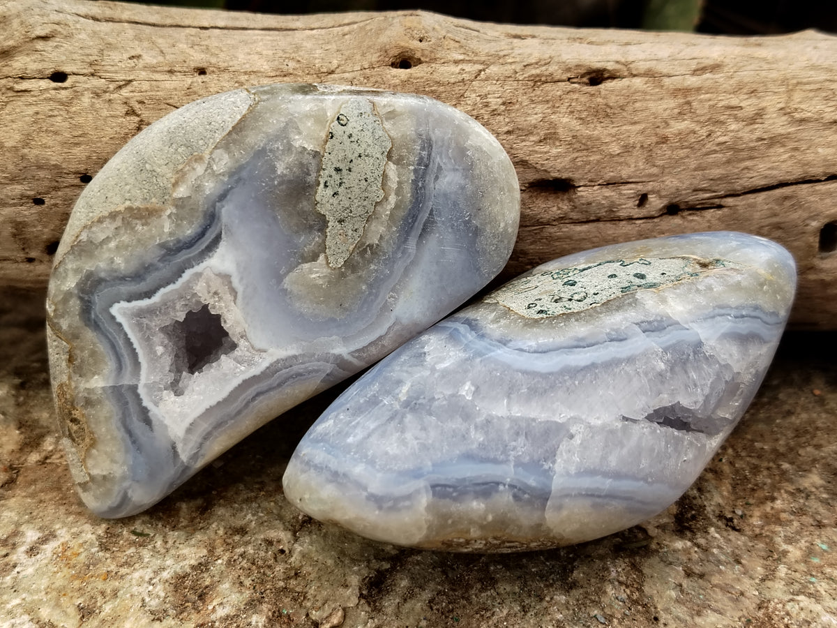 Polished Blue Lace Agate Geodes x 6 From Nsanje, Malawi - Toprock Gemstones and Minerals 