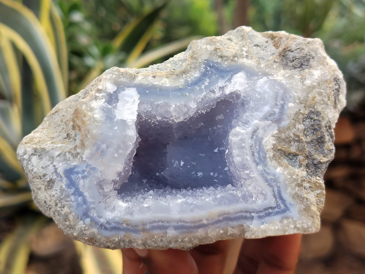 Natural Blue Lace Agate Geode Specimens x 6 From Nsanje, Malawi - Toprock Gemstones and Minerals 