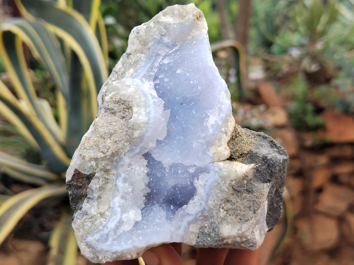 Natural Blue Lace Agate Geode Specimens x 6 From Nsanje, Malawi - Toprock Gemstones and Minerals 