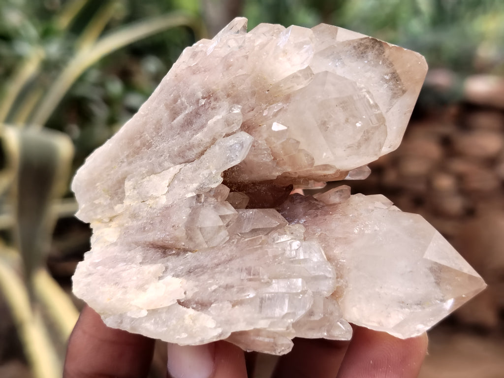 Natural Smokey Phantom Quartz Clusters x 12 From Luena, Congo - Toprock Gemstones and Minerals 