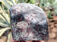 Polished Ruby Corundum In Chrome Verdite Standing Free Forms x 3 From Zimbabwe - Toprock Gemstones and Minerals 
