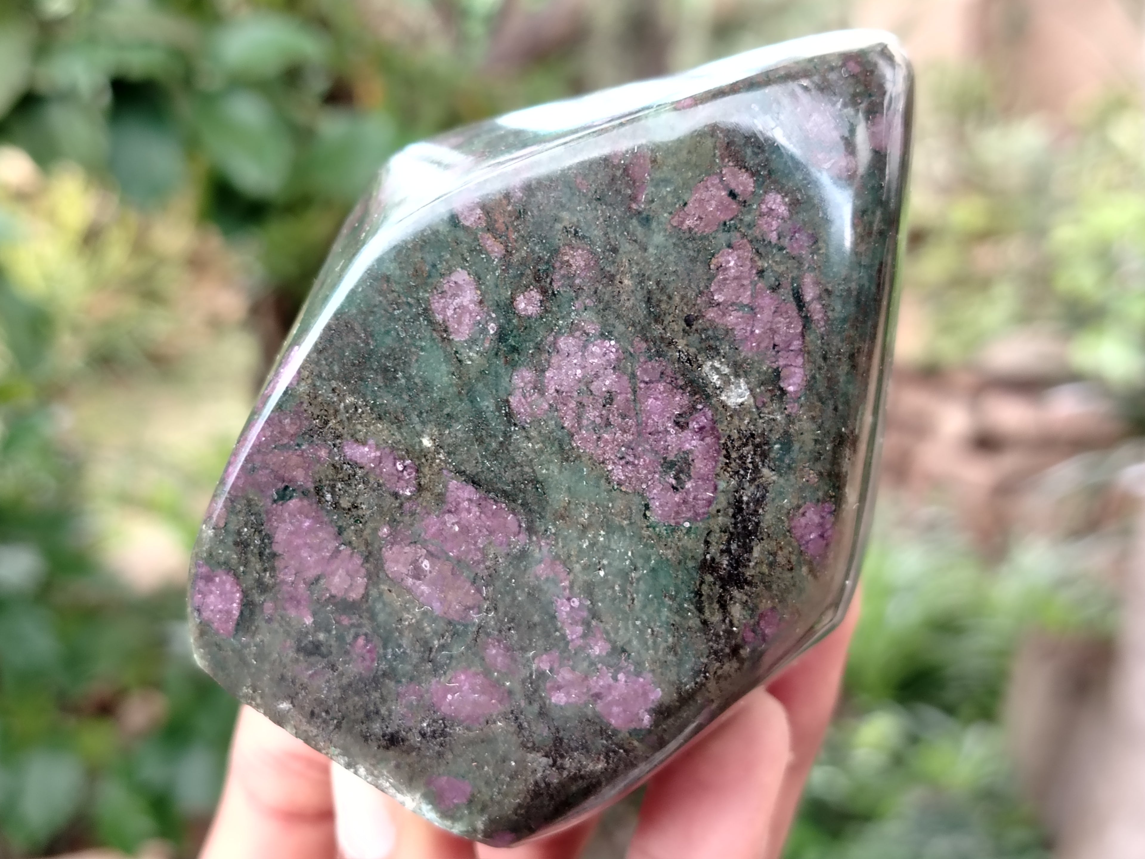 Polished Ruby Corundum In Chrome Verdite Standing Free Forms x 3 From Zimbabwe - Toprock Gemstones and Minerals 