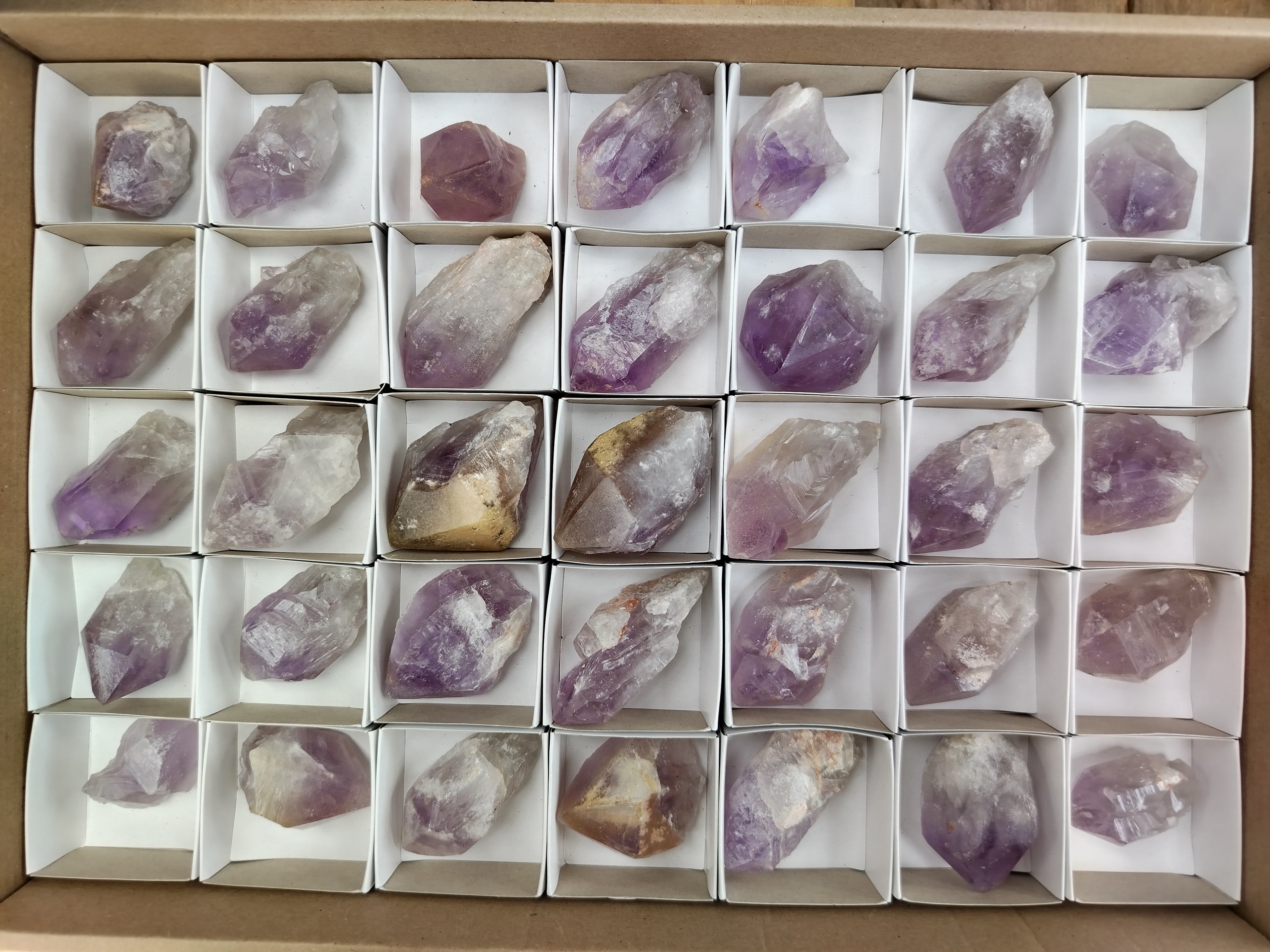 Natural Jacaranda Amethyst Single Quartz Crystals x 35 From Mumbwa, Zambia - Toprock Gemstones and Minerals 