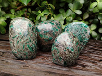 Polished Emerald Mica In Matrix Standing Free Forms x 4 From Mutoko, Zimbabwe - Toprock Gemstones and Minerals 