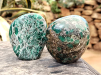 Polished Emerald Mica In Matrix Standing Free Forms x 4 From Mutoko, Zimbabwe - Toprock Gemstones and Minerals 