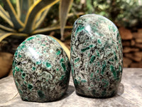 Polished Emerald Mica In Matrix Standing Free Forms x 4 From Mutoko, Zimbabwe - Toprock Gemstones and Minerals 