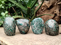 Polished Emerald Mica In Matrix Standing Free Forms x 4 From Mutoko, Zimbabwe - Toprock Gemstones and Minerals 