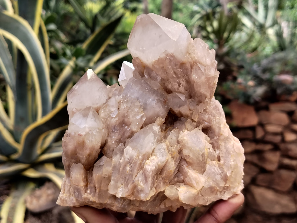 Natural Smokey Phantom Quartz Clusters x 2 From Luena, Congo - Toprock Gemstones and Minerals 