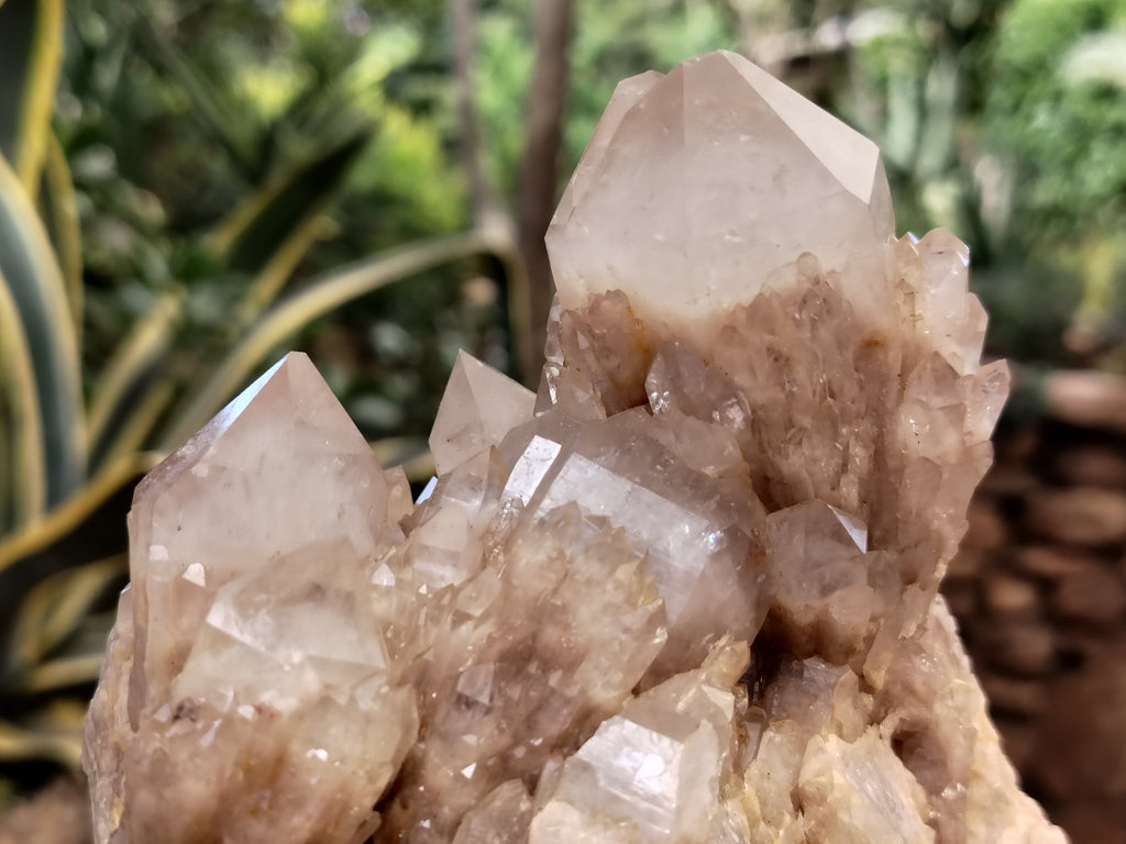 Natural Smokey Phantom Quartz Clusters x 2 From Luena, Congo - Toprock Gemstones and Minerals 