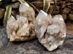 Natural Smokey Phantom Quartz Clusters x 2 From Luena, Congo - Toprock Gemstones and Minerals 