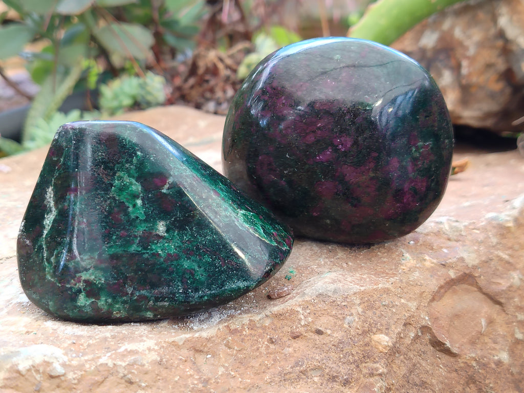 Polished Ruby Corundum In Chrome Verdite Free Forms x 6 From Zimbabwe - Toprock Gemstones and Minerals 
