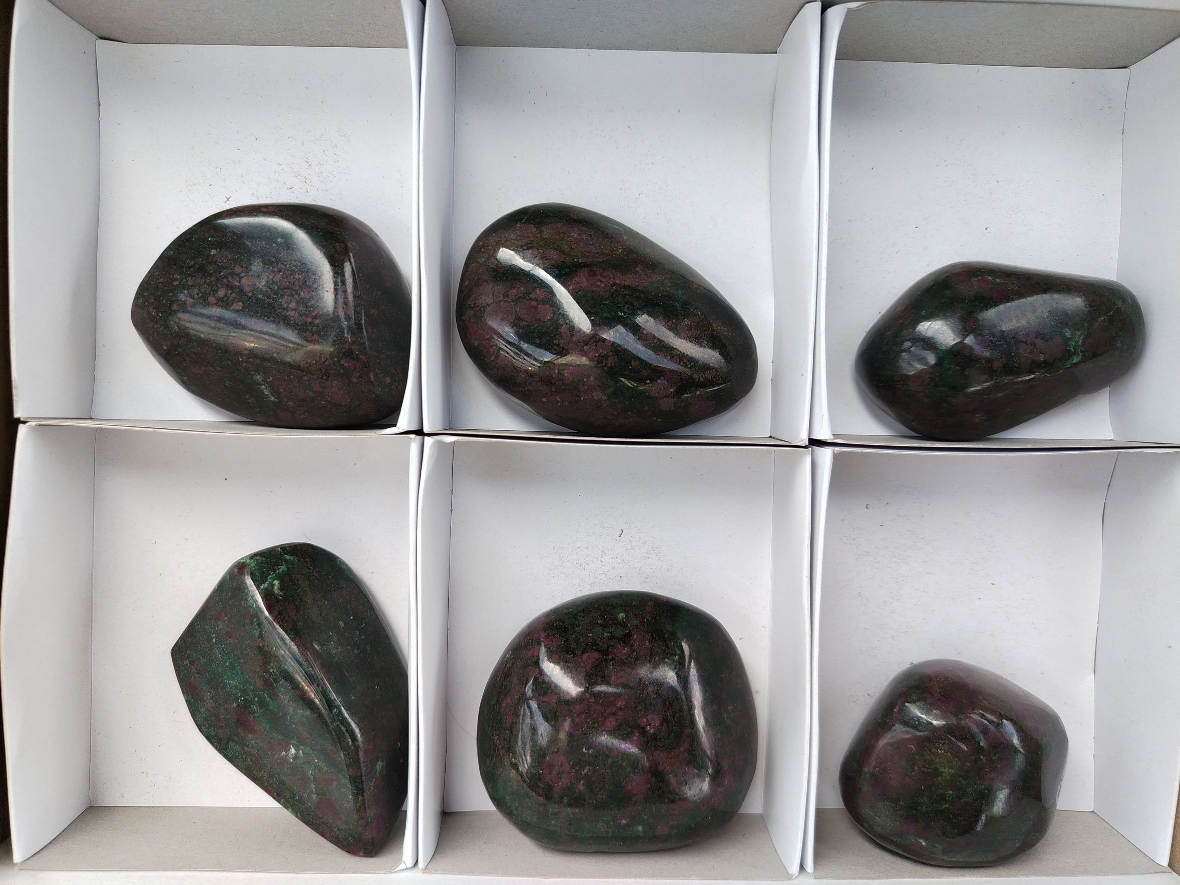 Polished Ruby Corundum In Chrome Verdite Free Forms x 6 From Zimbabwe - Toprock Gemstones and Minerals 