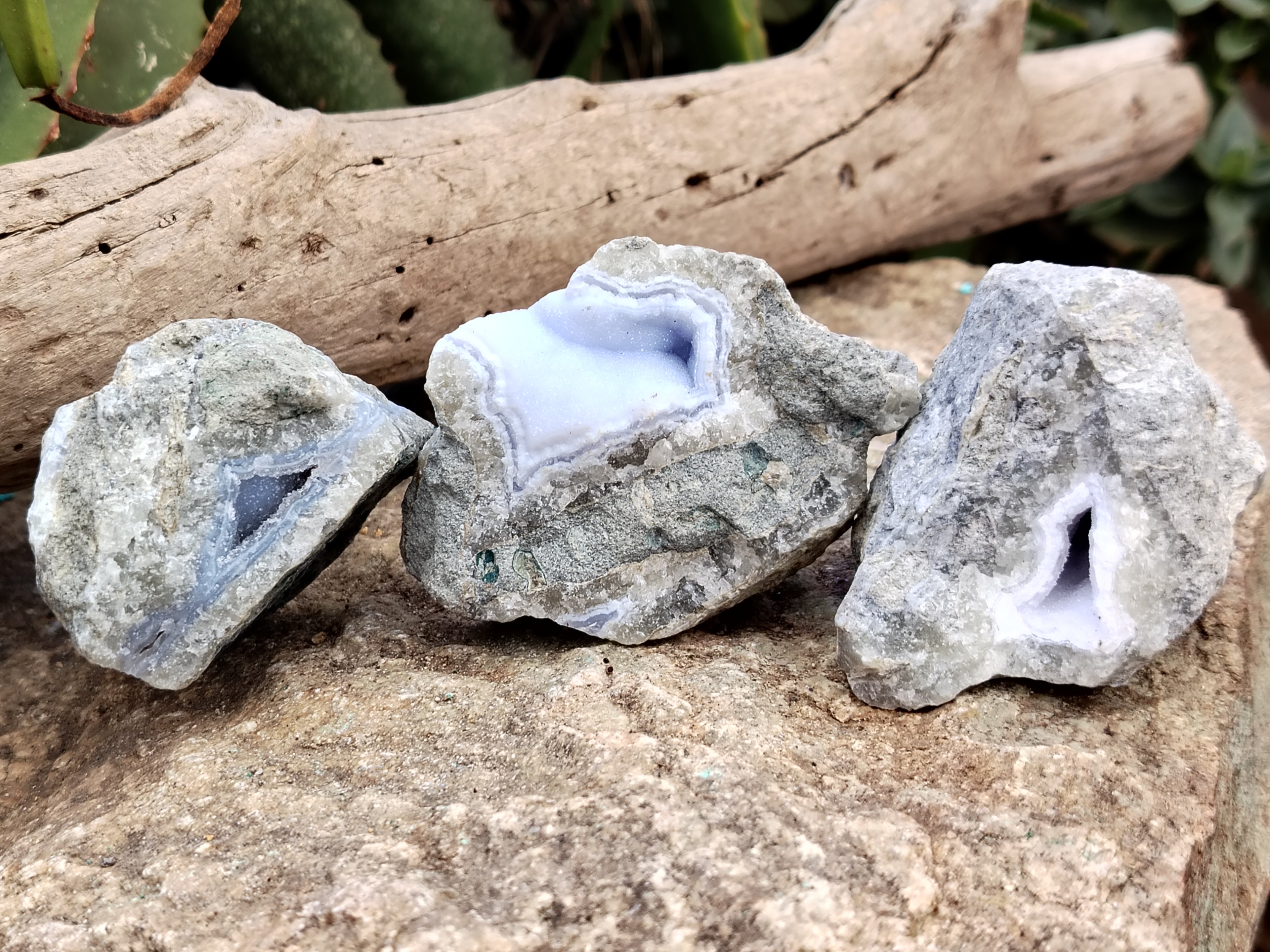 Natural Blue Lace Agate Geode Specimens x 12 From Nsanje, Malawi - Toprock Gemstones and Minerals 