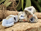 Natural Blue Lace Agate Geode Specimens x 12 From Nsanje, Malawi - Toprock Gemstones and Minerals 