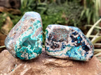 Polished Shattuckite, Azurite, Chrysocolla and Dioptase Free Forms x 4 From Congo - Toprock Gemstones and Minerals 