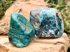 Polished Shattuckite, Azurite, Chrysocolla and Dioptase Free Forms x 4 From Congo - Toprock Gemstones and Minerals 