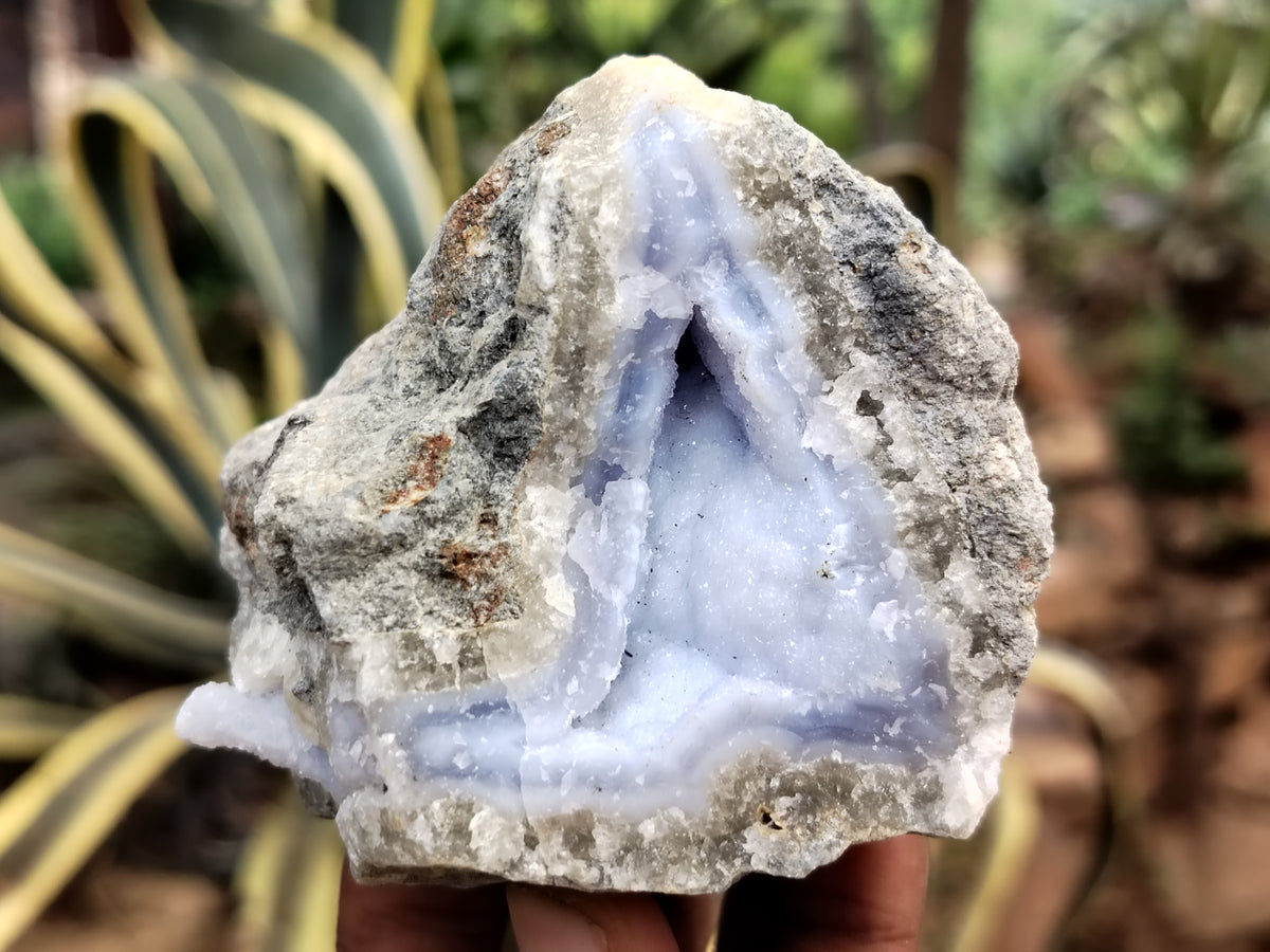 Natural Blue Lace Agate Geode Specimens x 3 From Nsanje, Malawi - Toprock Gemstones and Minerals 