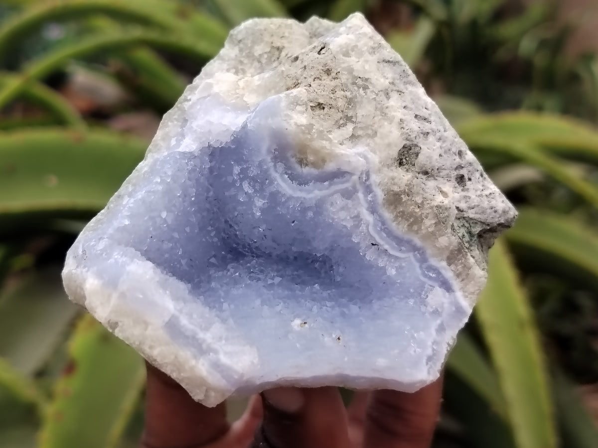 Natural Blue Lace Agate Geode Specimens x 3 From Nsanje, Malawi - Toprock Gemstones and Minerals 