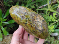 Polished Green Opal Standing Free Forms x 3 From Betroka, Madagascar