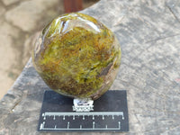 Polished Green Opal Standing Free Forms x 3 From Betroka, Madagascar
