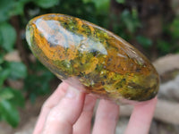 Polished Green Opal Standing Free Forms x 3 From Betroka, Madagascar