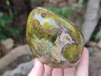 Polished Green Opal Standing Free Forms x 3 From Betroka, Madagascar