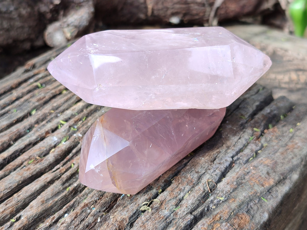 Polished Double Terminated Rose Quartz Points x 6 From Ambatondrazaka, Madagascar - Toprock Gemstones and Minerals 